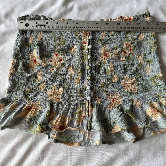 American Eagle Smocked Tube Top Ruffle Hem Blue Floral Medium Festival Y2K - Picture 7 of 14